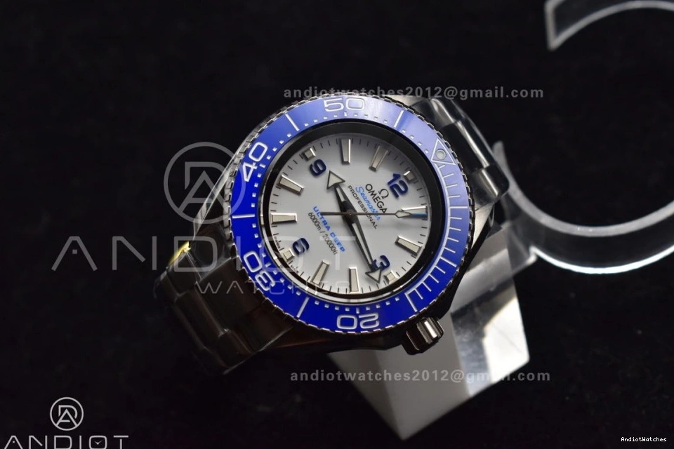 on Ceramic 1077 A SS Dial TF Ultra Deep Bezel NewStyle 6000M Best Blue SS 1:1 Edition White Bracelet Seamaster 0802